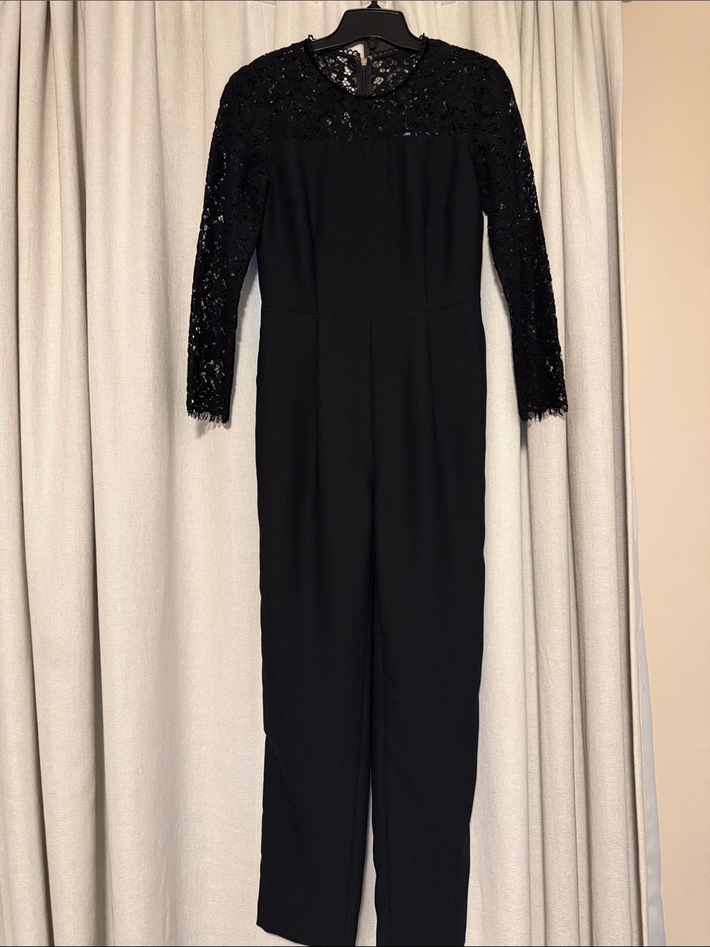 Draper James Black Lace Long-Sleeve Jumpsuit